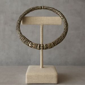 Y2K Vintage Womens Silver Tone Byzantine Antiqued Stretch Bangle‎ Bracelet